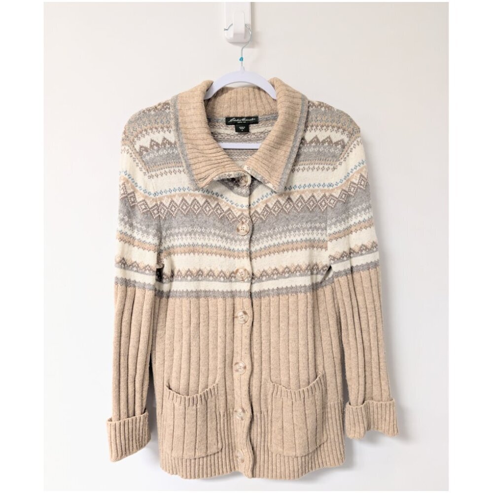 Eddie Bauer Merino Wool Fairisle Cardigan
